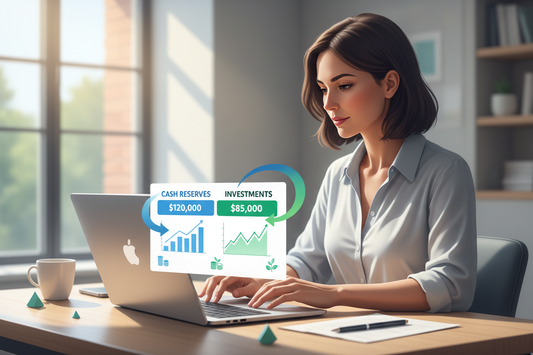 Business owner comparing how much cash to keep versus how much to invest for long-term wealth.